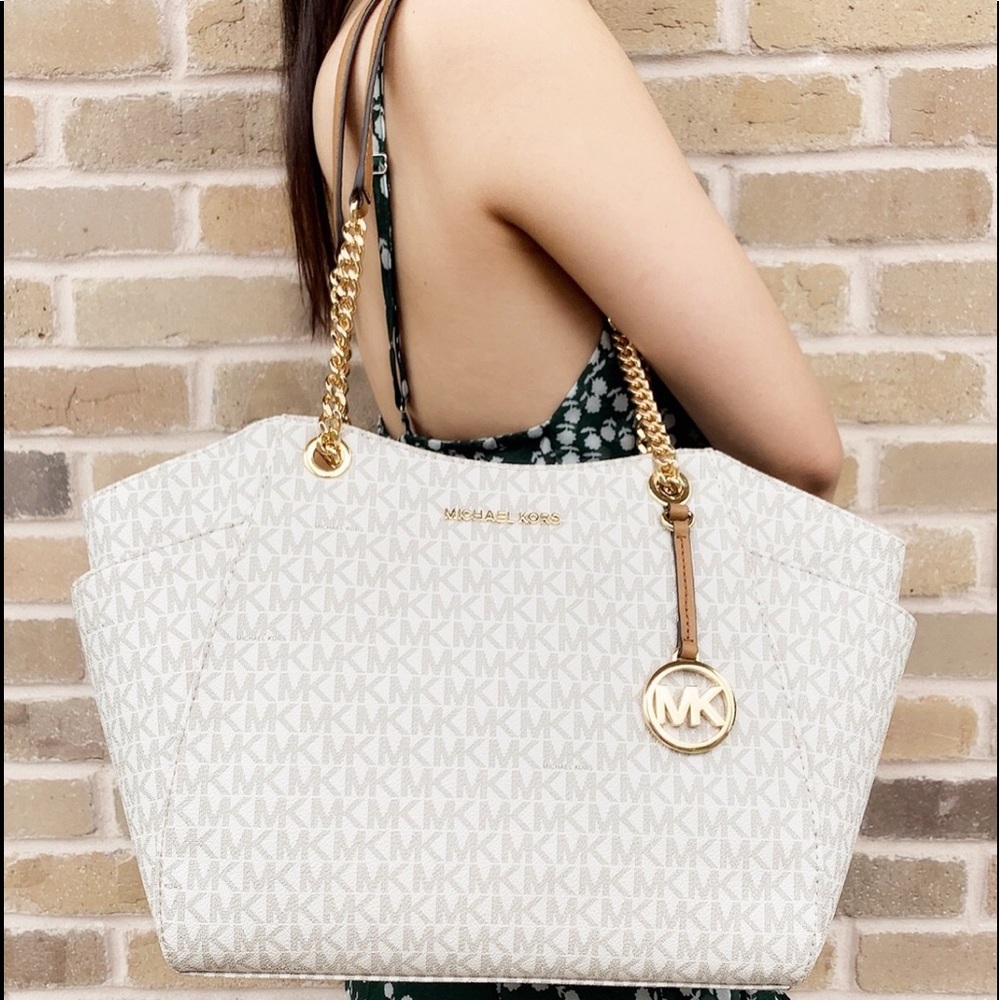 👜💕-Michael Kors Chain Tote Large - Picture 1 of 7